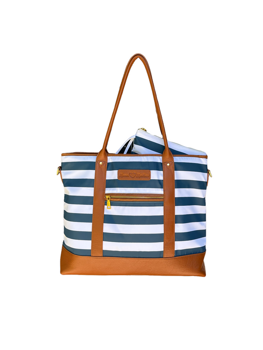 Diaper Bag by Mama Martina. Large Tote, Navy and white stripes